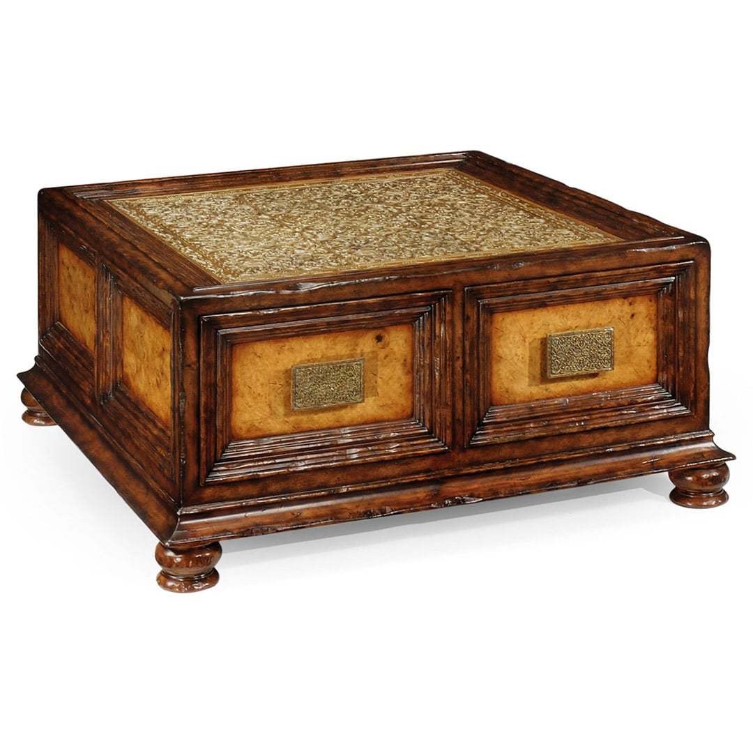 Кофейный стол Walnut & Brass Square with Drawers