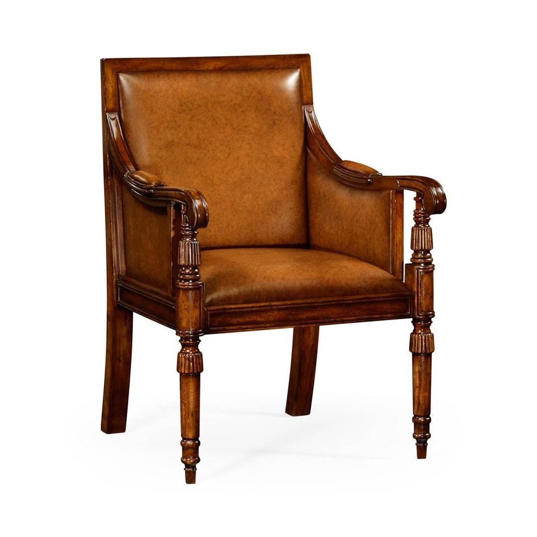 Обеденное кресло Leather bergere with medium antique chestnut leather