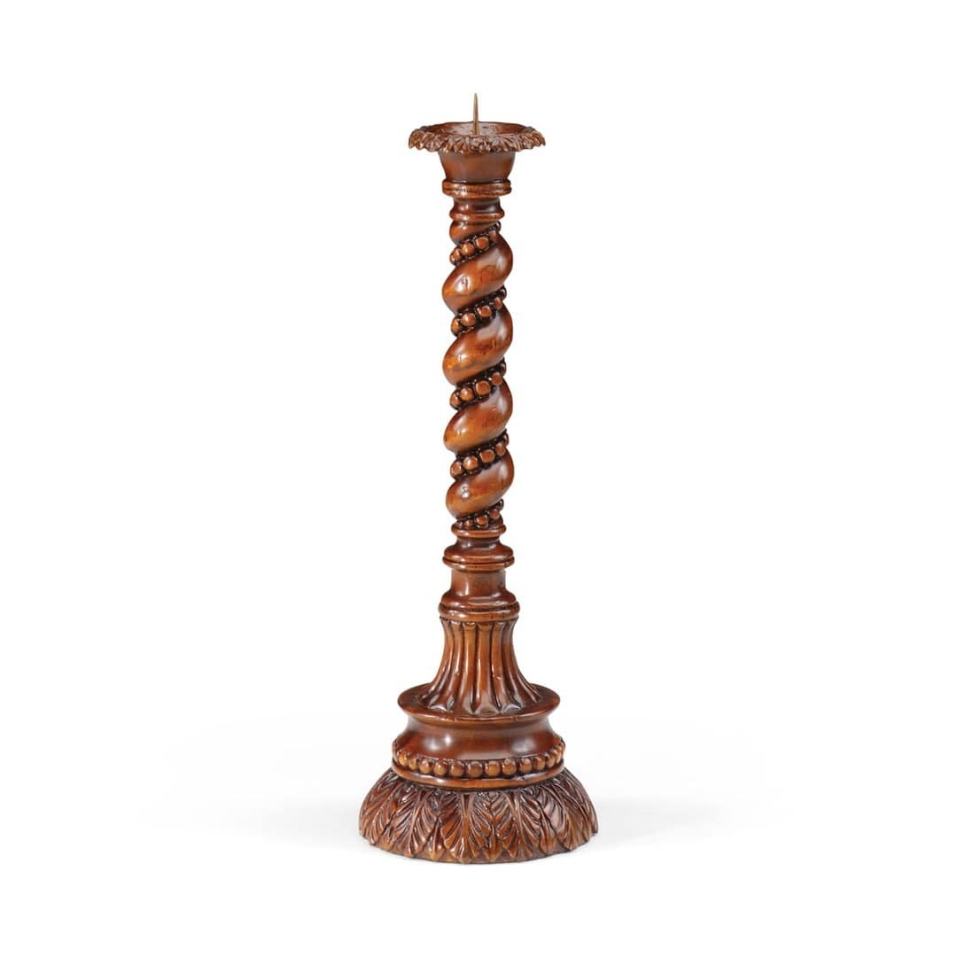 Пара подсвечников Pair of Twisted Column Candlesticks with Heavily Carved Bases