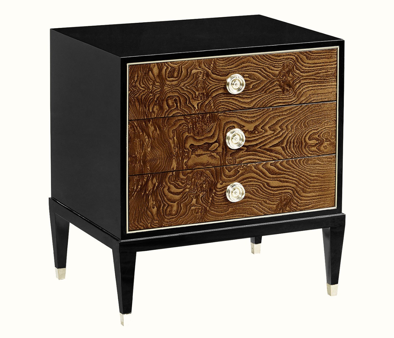 Прикроватная тумба Madison Piano Black & Amber Ash Burl Nightstand