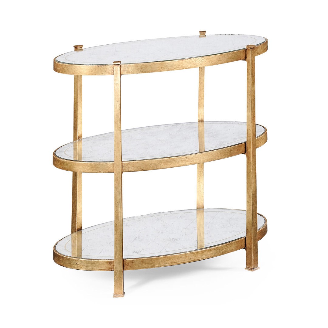Столик приставной Small Eglomise & Gilded Iron Three-Tier