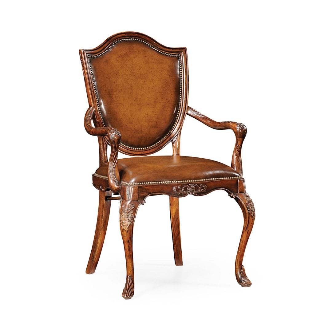 Стул Shield back mahogany armchair with medium antique chestnut leather