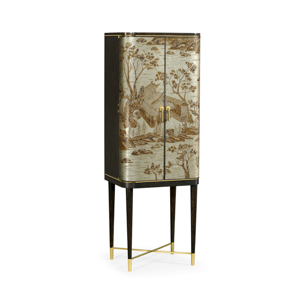Бар Chinoiserie Style Charcoal & Antique Etched Brass