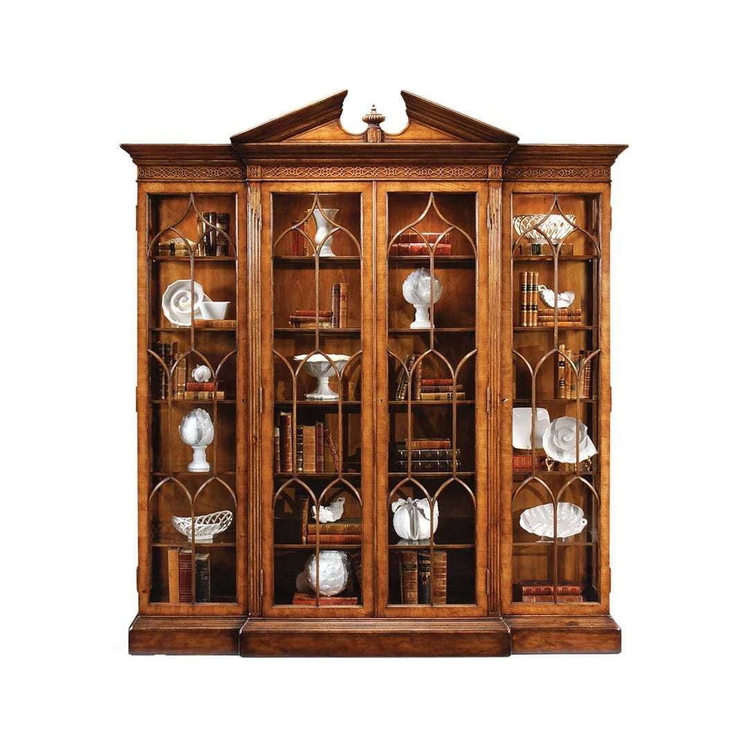 Витрина Triple Breakfront Walnut Display with Pediment